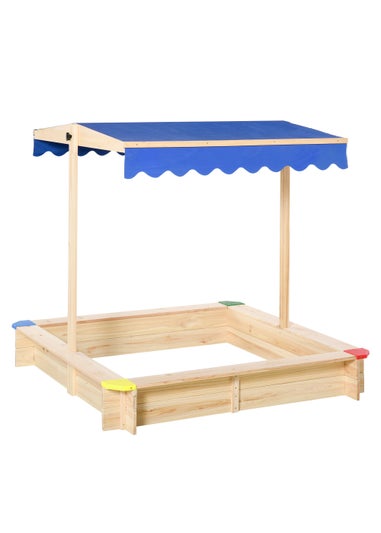 Outsunny Kids Wooden Cabana Sandpit (120cm x 120cm x 120cm)