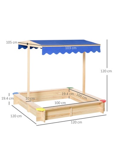 Outsunny Kids Wooden Cabana Sandpit (120cm x 120cm x 120cm)