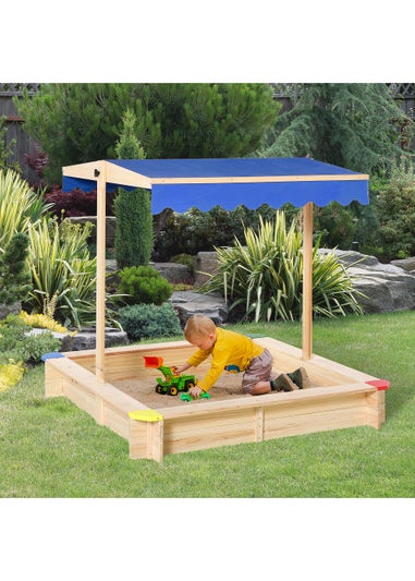 Outsunny Kids Wooden Cabana Sandpit (120cm x 120cm x 120cm)