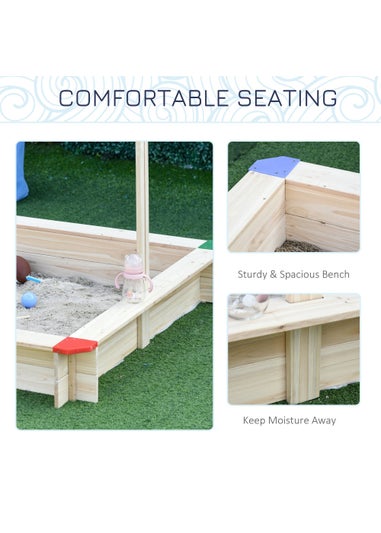 Outsunny Kids Wooden Cabana Sandpit (120cm x 120cm x 120cm)