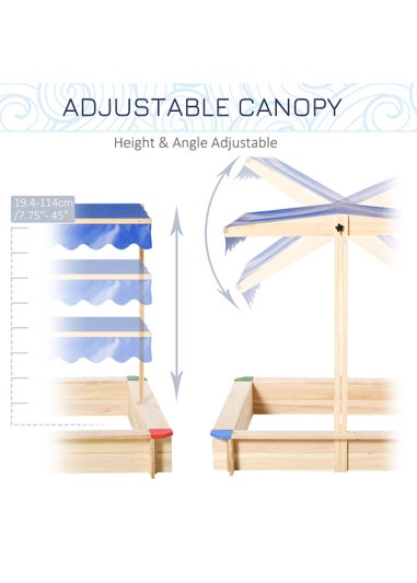 Outsunny Kids Wooden Cabana Sandpit (120cm x 120cm x 120cm)