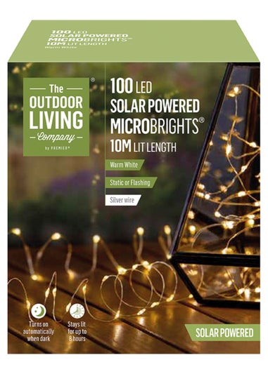 Premier Decorations 100 Warm White LED Solar Powered Microbrights (10m)
