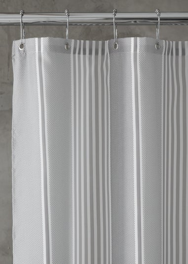 Catherine Lansfield Textured Stripe Shower Curtain