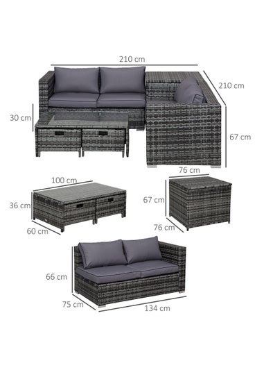 Outsunny 4 Seat Patio Rattan Sofa Set