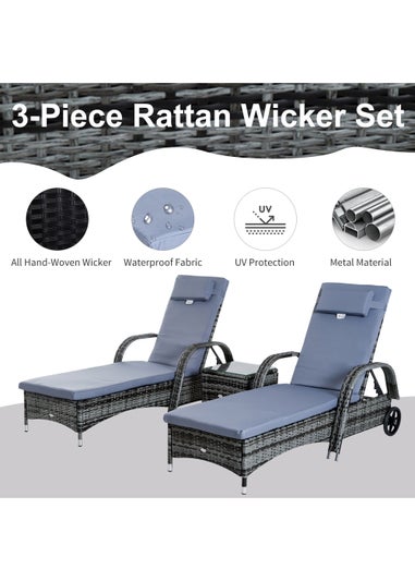 Outsunny 3 Piece Rattan Garden Furniture Set