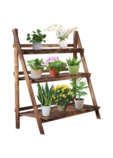 Outsunny Brown 3 Tier Plant Pot Stand