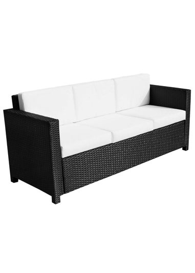 Outsunny 3-Seater Black Rattan Garden Sofa (185cm x 70cm 80cm)