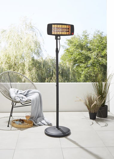 Zinc Black Rounded Rectangle Patio Wall Radiant Heater (26cm x 48cm x 21.5cm)