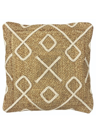 furn. Roolu Natural Jute Geometric Cushion (45cm x 45cm x 8cm)