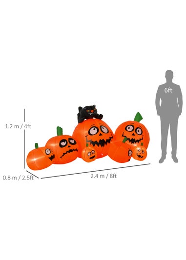 HOMCOM Pumpkin Cat Halloween Inflatable (120cm x 240cm x 80cm)