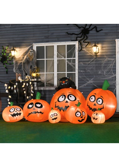 HOMCOM Pumpkin Cat Halloween Inflatable (120cm x 240cm x 80cm)