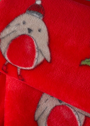 Catherine Lansfield Christmas Robins 130x170cm Blanket Throw