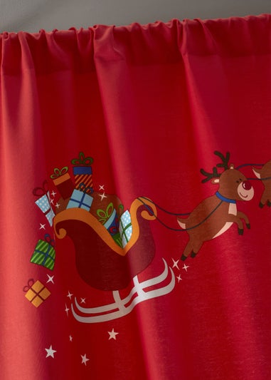 Catherine Lansfield Santa's Christmas Presents Slot Top Curtain Panel