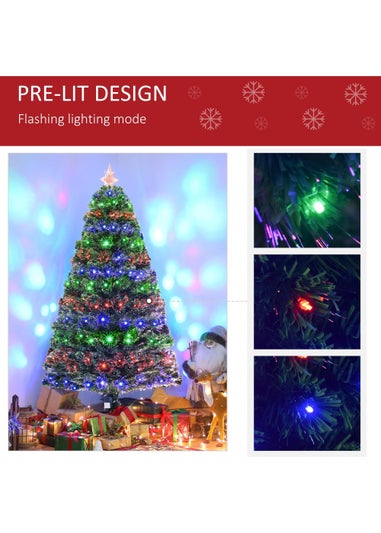 HOMCOM 5ft Green Fibre Optic Artificial Christmas Tree