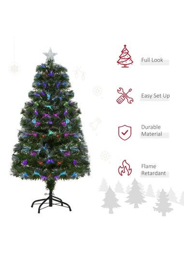 HOMCOM 1.2m Pre-Lit Colorful Artificial Tree Light