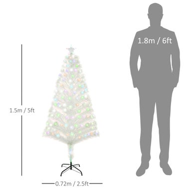 HOMCOM Prelit Artificial Christmas Tree with Fibre Optic LED Light (White)