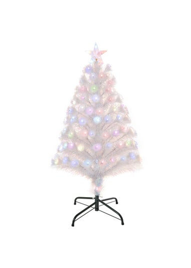 HOMCOM Prelit Artificial Christmas Tree with Fibre Optic LED Light (White)