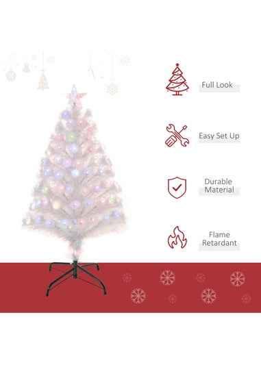 HOMCOM Prelit Artificial Christmas Tree with Fibre Optic LED Light (White)