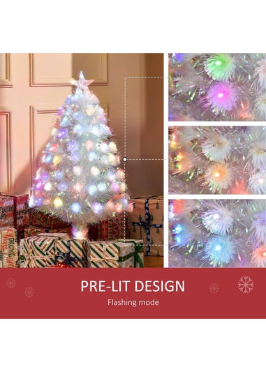 HOMCOM Prelit Artificial Christmas Tree with Fibre Optic LED Light (White)