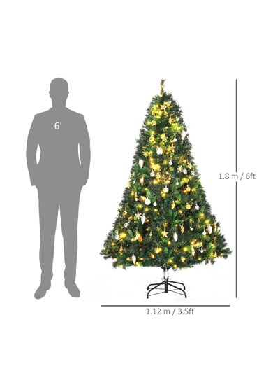 HOMCOM Pre-Lit Artificial Christmas Tree (6ft)