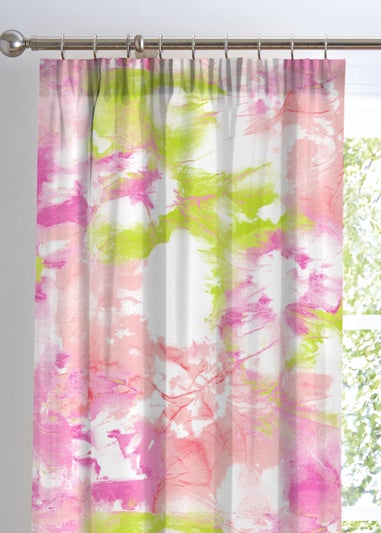 Bedlam Tye Dye Pink Pencil Pleat Curtains
