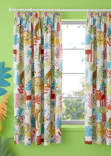 Cosatto Tiger Tropics Pair of Pencil Pleat Curtains (66cm x 72cm)