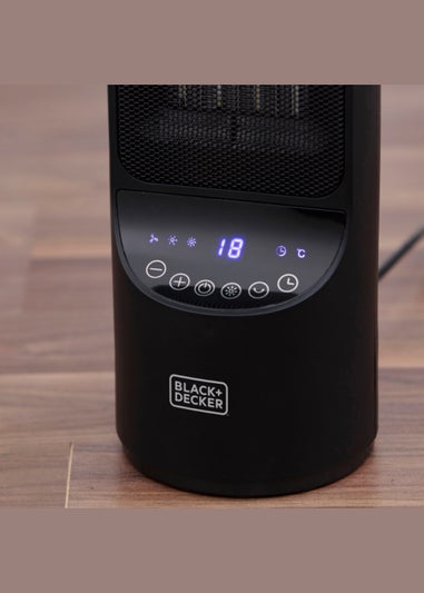 Black and Decker 2KW Low Noise Ceramic Tower Heater with 12 Hour Timer Black