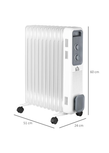 HOMCOM Oil Filled Radiator Portable Space Heater (51cm x 24cm x 60cm)