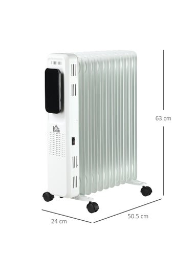 HOMCOM 2500W Oil Filled 11 Fin Portable Radiator (63cm x 50.5cm x 24cm)