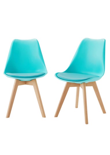 LPD Furniture Set of 2 Louvre Chairs Aqua (810x485x555mm)