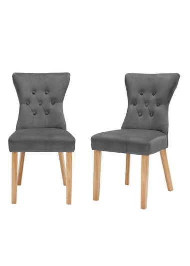 LPD Furniture Set of 2  Naples Dining Chairs Steel Grey (920x630x460mm)