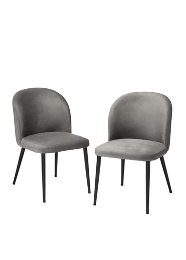 LPD Furniture Set of 2 Zara Dining Chair Grey (810x615x520mm)