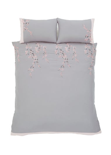Catherine Lansfield Embroidered Blossom Duvet Cover