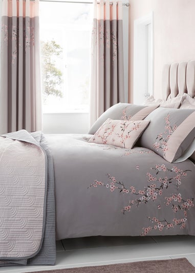 Catherine Lansfield Embroidered Blossom Duvet Cover