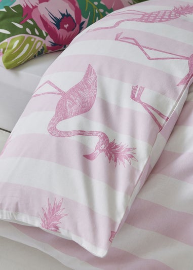 Sassy B Tropical Flamingo Stripe Reversible Duvet Cover