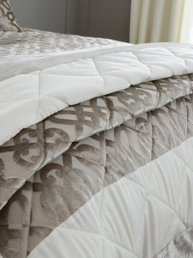 Catherine Lansfield Lattice Cut Velvet Quilted Bedspread