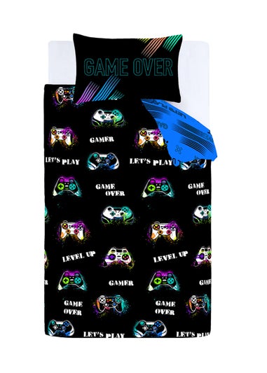 Catherine Lansfield Game Over Reversible Duvet Cover Set Black
