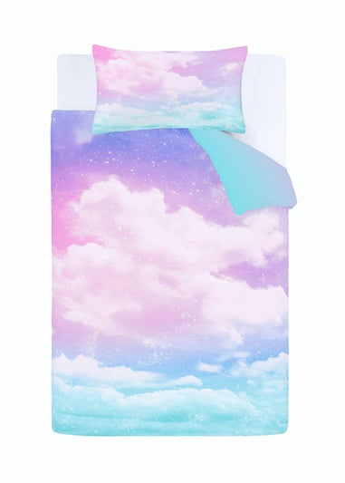 Catherine Lansfield Ombre Rainbow Clouds Reversible Duvet Cover Set Pastel