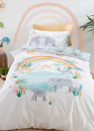 Pineapple Elephant Paradise Desert Animals Cotton Reversible Duvet Cover