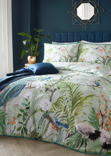 Soiree Peacock Jungle Sateen Multi Duvet Cover Set