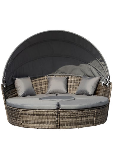 Outsunny 4 Piece Cushioned Outdoor Rattan Round Sofa Bed Set