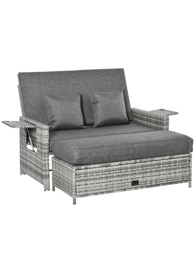 Outsunny 2 Piece Rattan Garden Furniture Set