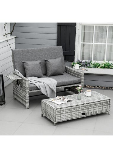 Outsunny 2 Piece Rattan Garden Furniture Set