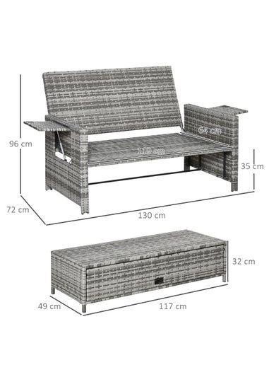 Outsunny 2 Piece Rattan Garden Furniture Set