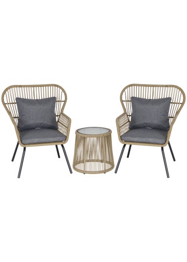 Outsunny 3 Piece Webbed Rattan Dining Set