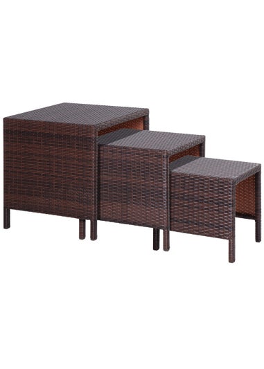 Outsunny 3 Piece Rattan Nest of Tables