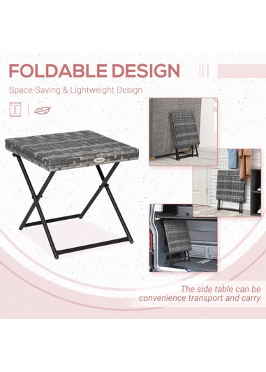 Outsunny Folding Square Rattan Bistro Table (40cm x 40cm x 40cm)