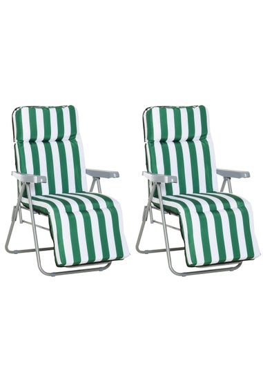 2 Pack Outsunny Folding Sun Loungers