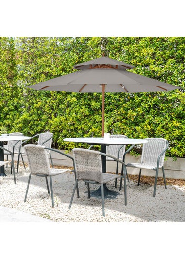 Outsunny 2.7 m Garden Parasol Umbrella, Double Tier Garden Umbrellas Outdoor Sun Umbrella