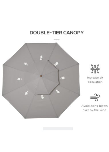 Outsunny 2.7 m Garden Parasol Umbrella, Double Tier Garden Umbrellas Outdoor Sun Umbrella